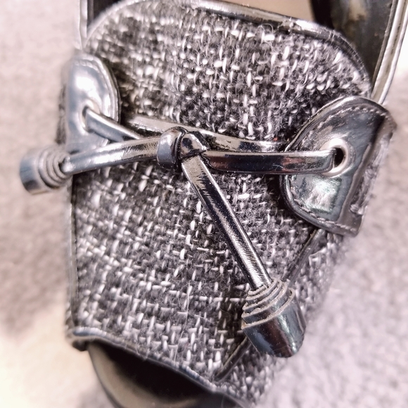 Tweed Peep Toe Platform Heels by Levity - Picture 7 of 11